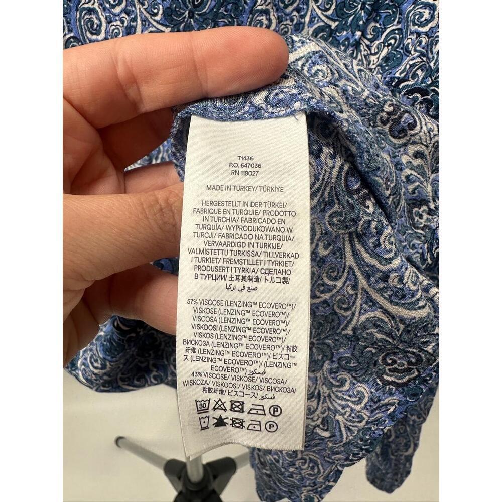 Boden Blouse Blue Print Long‎ Sleeve Crew Neck Contemporary Size US 10 - Picture 4 of 4